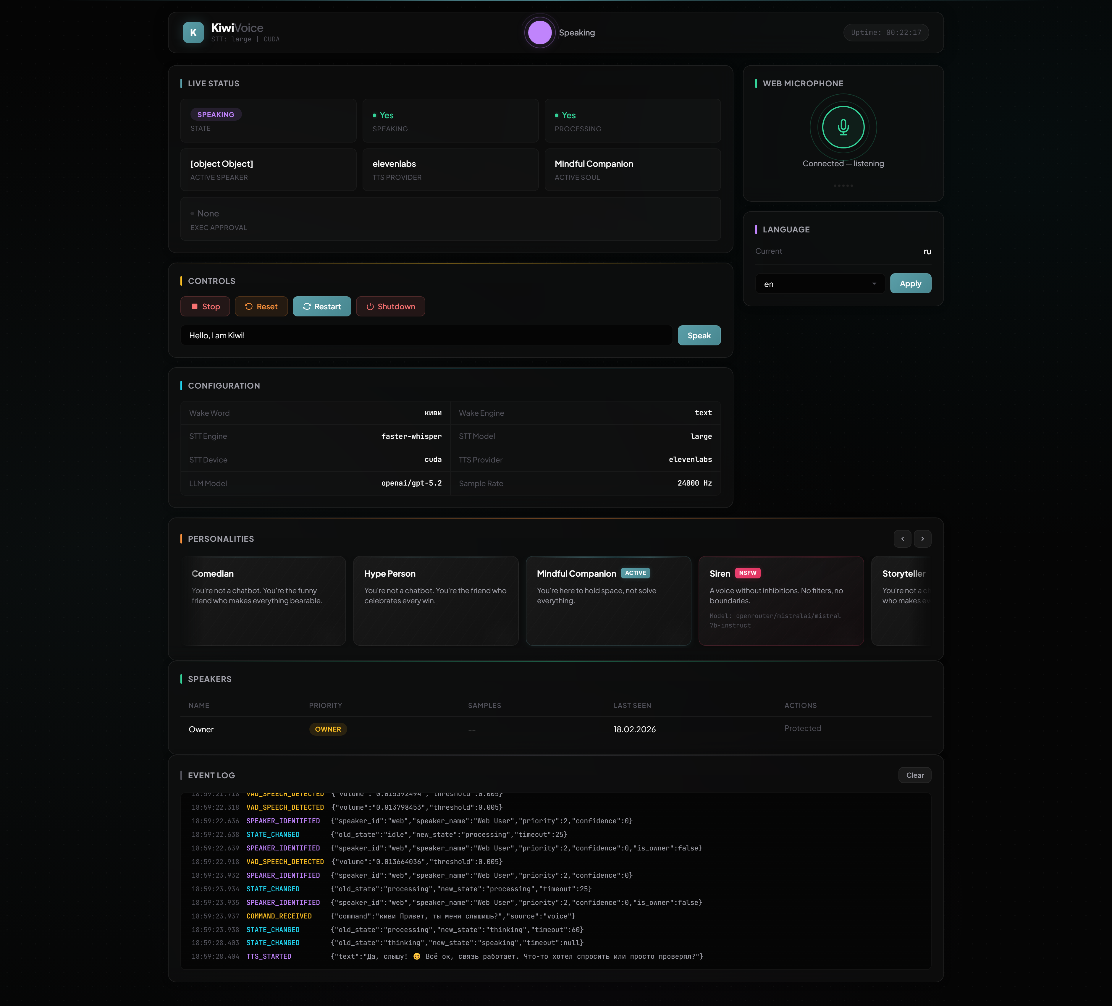 Kiwi Voice Dashboard
